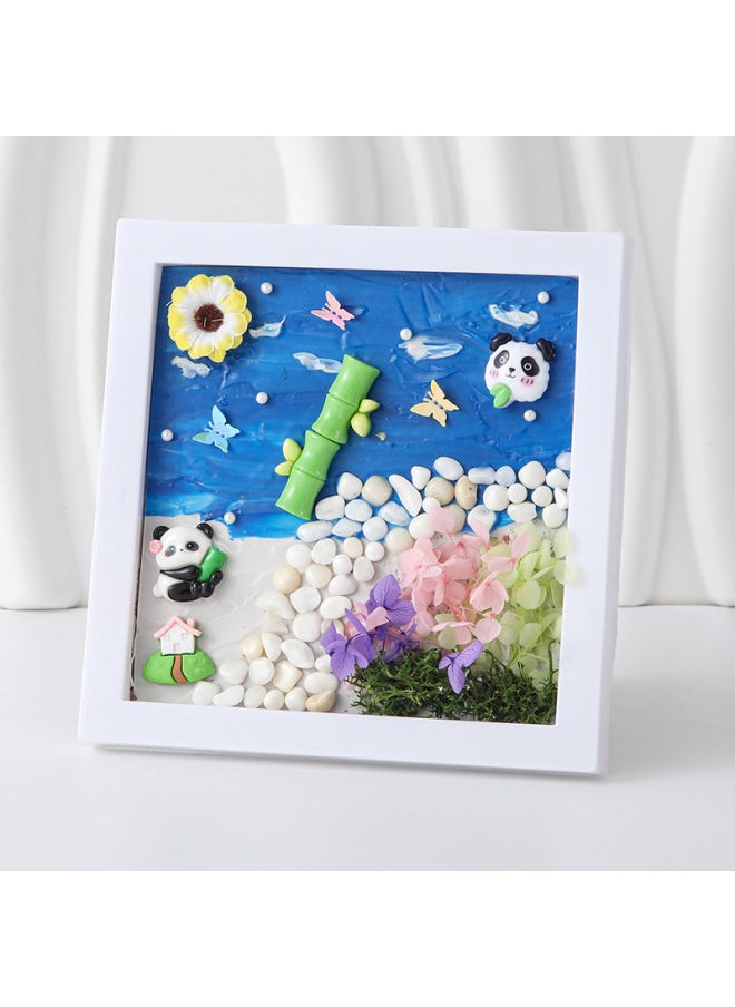 Handmade Diy Cream Glue Children's Handmade Photo Frame Material Creative Texture Shell Painting Parent-child Interaction-Color:**blue Lisa (material Package + Photo Frame)