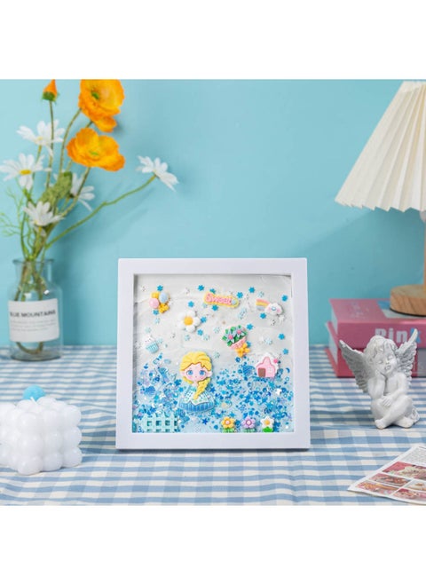 Handmade Diy Cream Glue Children's Handmade Photo Frame Material Creative Texture Shell Painting Parent-child Interaction-Color:**blue Lisa (material Package + Photo Frame)