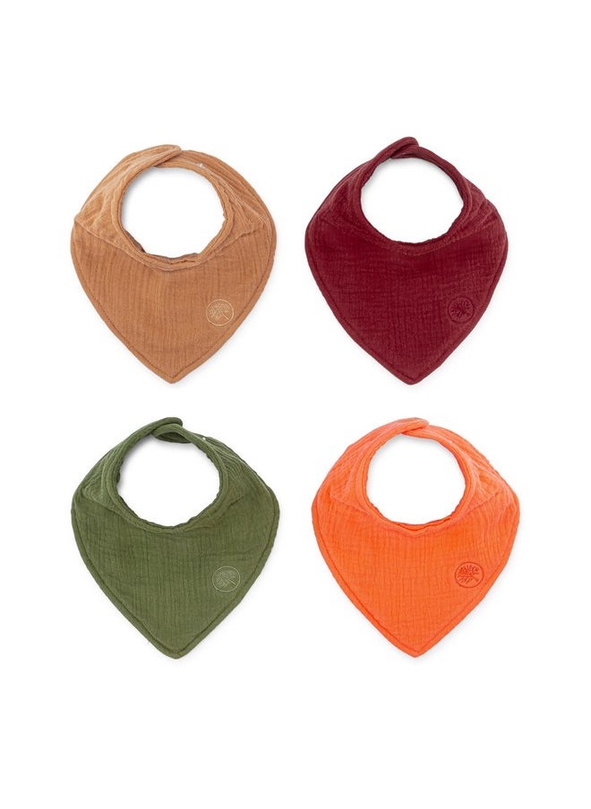باركر بيبي كو - مريلة منع اللعاب من Parker Baby Co. Muslin Bandana | 100% قطن موسلين ناعم، ماص وقابل للتعديل | مريلة أنيقة للتسنين واللعاب، عبوة من 4 قطع - مجموعة Estes - Image 1