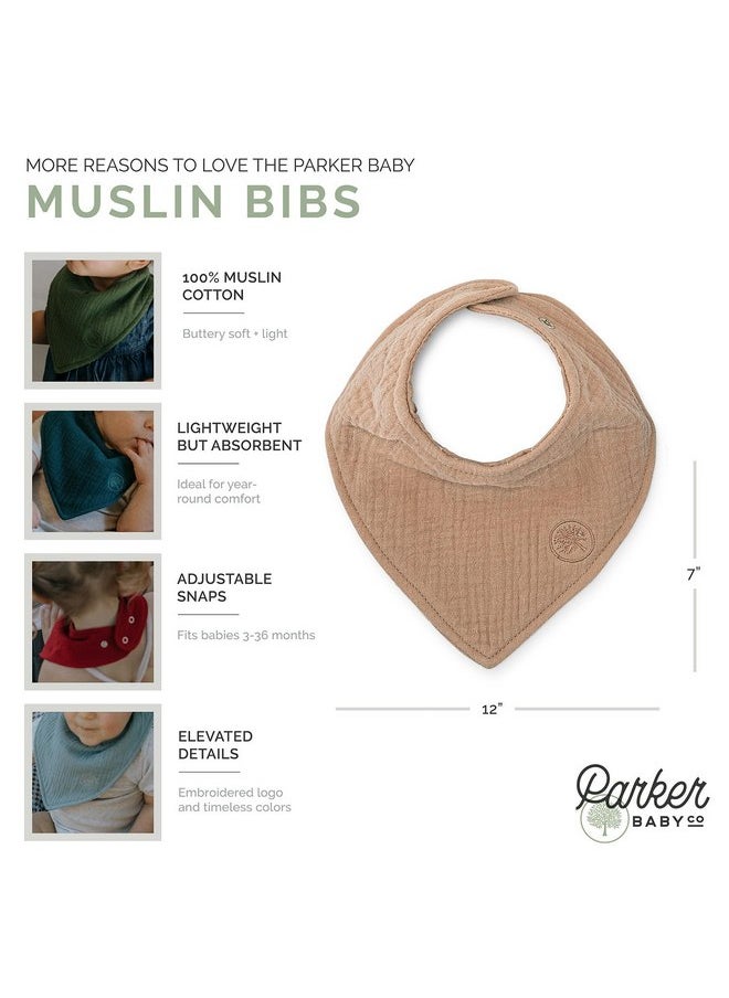 باركر بيبي كو - مريلة منع اللعاب من Parker Baby Co. Muslin Bandana | 100% قطن موسلين ناعم، ماص وقابل للتعديل | مريلة أنيقة للتسنين واللعاب، عبوة من 4 قطع - مجموعة Estes - Image 1
