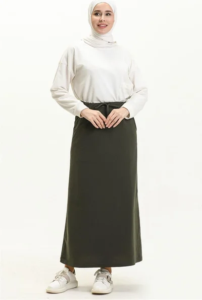 Bwest Waist Tied Pocket Sports Skirt - 0152 - Khaki