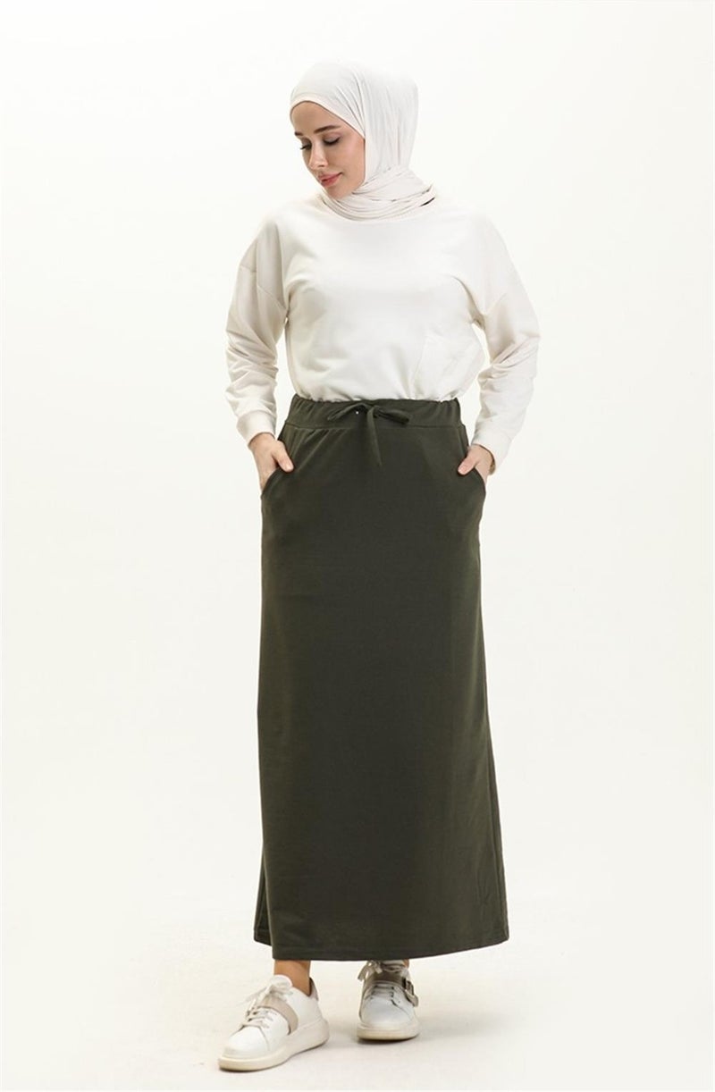 Bwest Waist Tied Pocket Sports Skirt - 0152 - Khaki  - Image 3