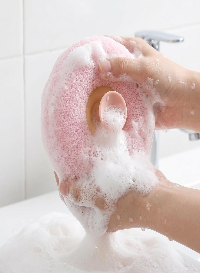 Ultra Soft Bath Shower Scrub Sponge for Men, Women, and Baby | Round Bathing Foam for Mud & Dirt Removal | Extra Body Cleaner, Gentle Body Scrub with Suction Cup - Image 4