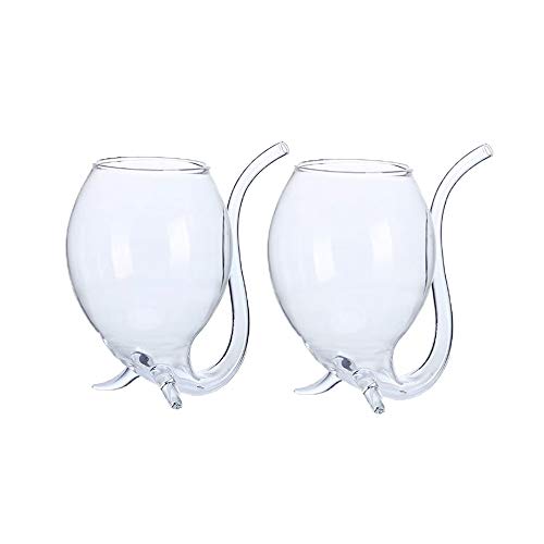 Hvanam Drinking Glasses Vampire Wine Glass Cup With Built-in Straw Creative Fancy Fun Cocktail Glasses for Juice, Wine (300ml/10oz) - 2 Pack - Image 1