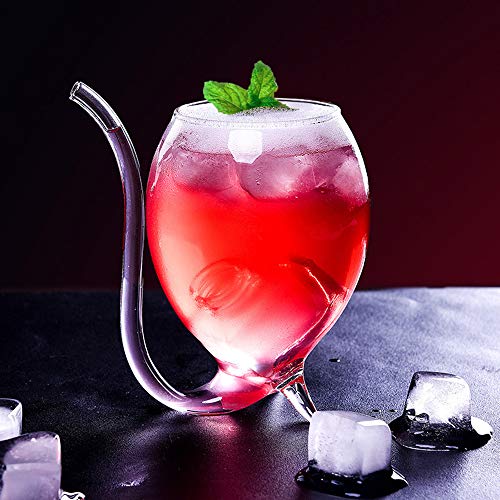 Hvanam Drinking Glasses Vampire Wine Glass Cup With Built-in Straw Creative Fancy Fun Cocktail Glasses for Juice, Wine (300ml/10oz) - 2 Pack - Image 3