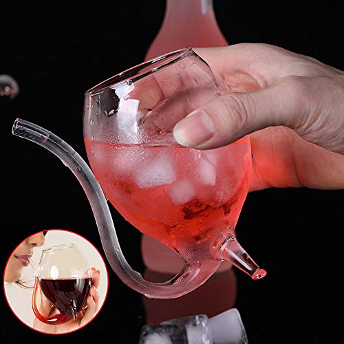 Hvanam Drinking Glasses Vampire Wine Glass Cup With Built-in Straw Creative Fancy Fun Cocktail Glasses for Juice, Wine (300ml/10oz) - 2 Pack - Image 2