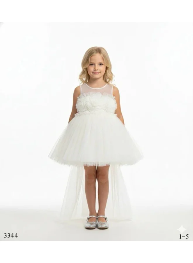 فيا بامبينو Blush Layered Tulle High-Low White Dress