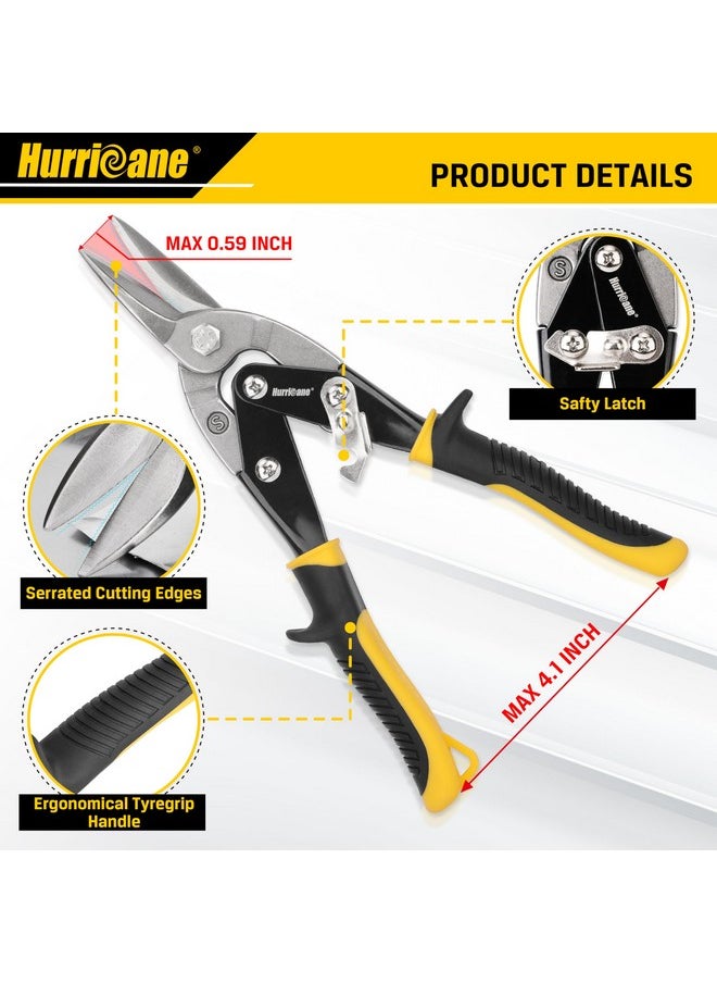 Hurricane HURRICANE 10 Inch Aviation Tin Snips, Heavy Duty Metal Cutter Shears for Cutting Sheet Metal, Straight Cut, Chrome Vanadium Steel  - Image 2