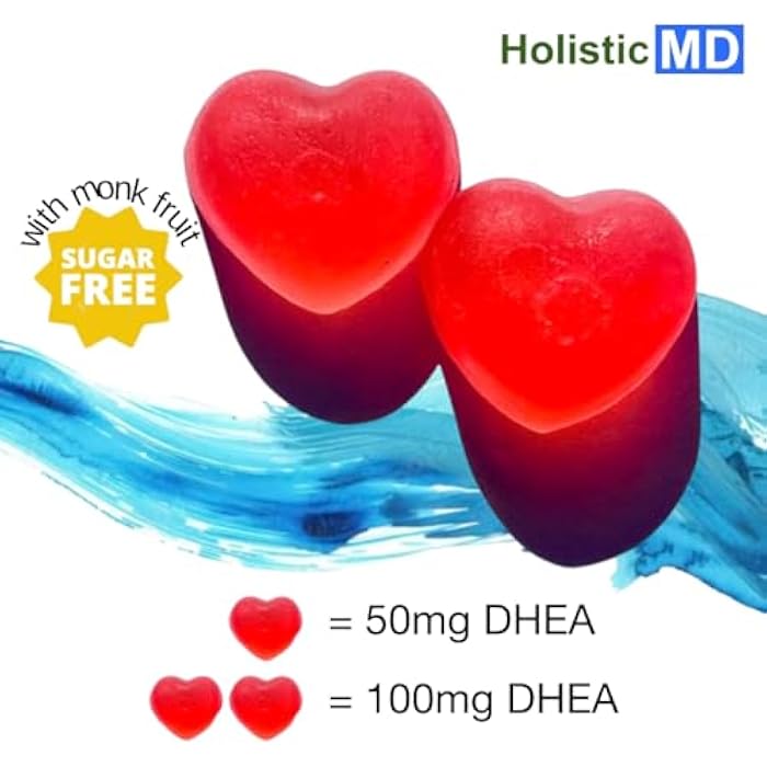 Holistic MD dhea 100mg 50mg dhea Supplement for Women | dhea Supplement for Men | clinically Studied high Absorption | Sugar Free Vegan Strawberry Gummies 60 Days Supply - Image 2