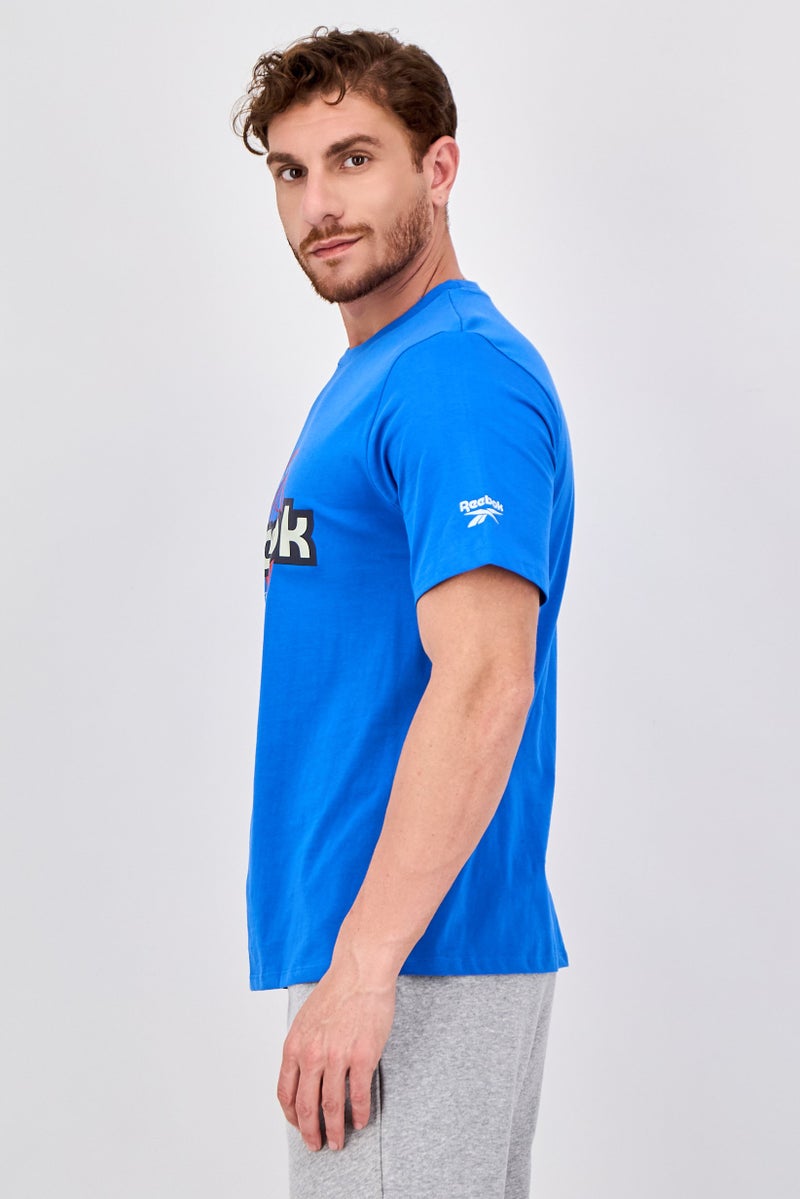Reebok Men Sportswear Fit Short Sleeve Outdoor T-Shirt, Blue - Image 2