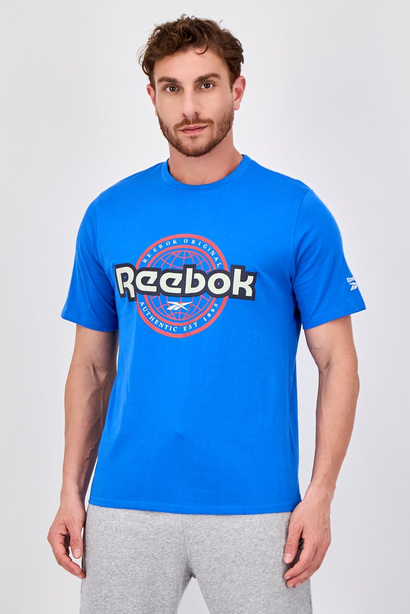 Reebok Men Sportswear Fit Short Sleeve Outdoor T-Shirt, Blue - Image 1