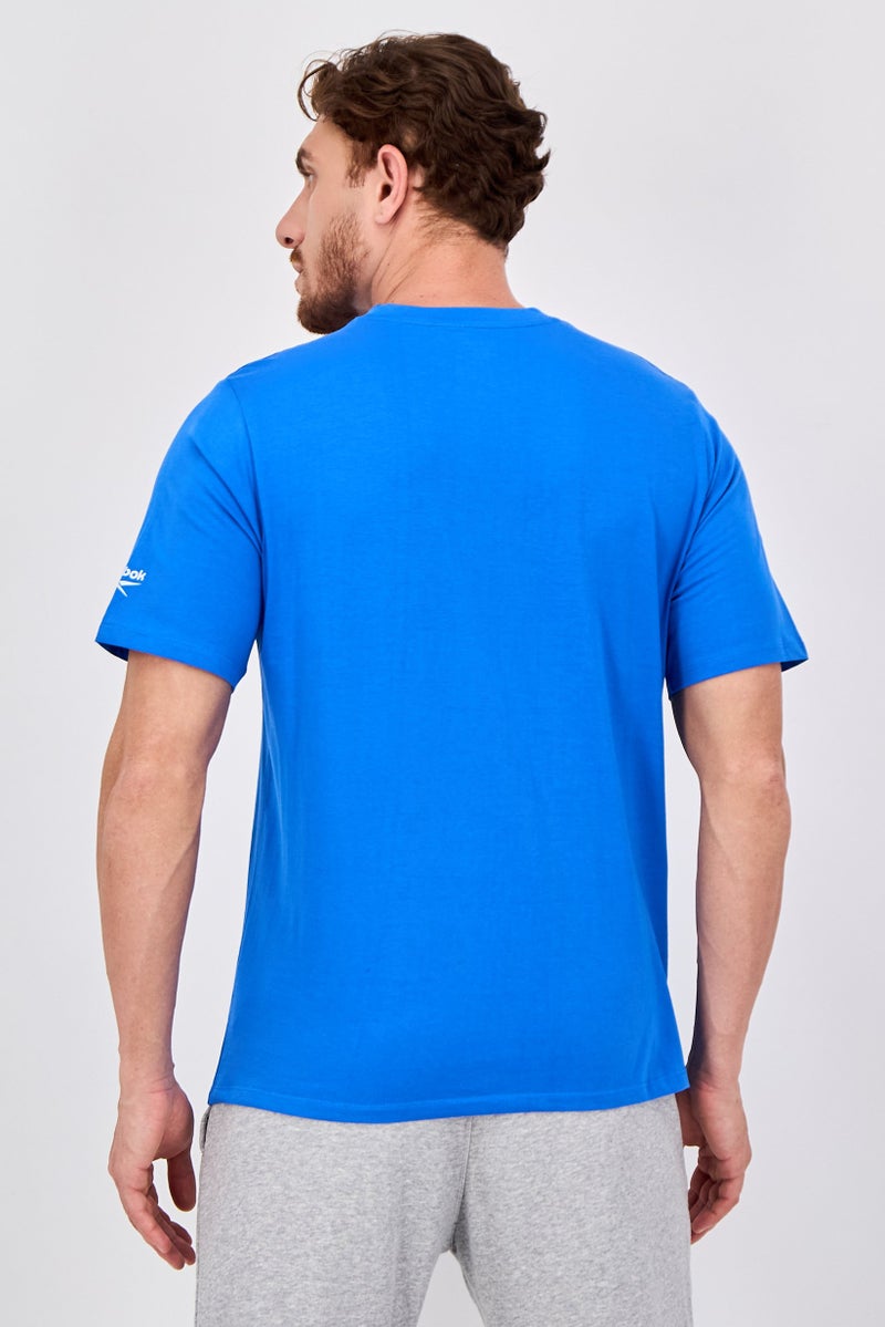 Reebok Men Sportswear Fit Short Sleeve Outdoor T-Shirt, Blue - Image 3