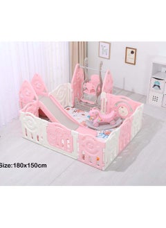 RBWTOYS مجموعة لعب متعددة الوظائف RBW 5 في 1، زحليقة 5 في 1، أرجوحة، متأرجحة، قفص لعب وسياج، سجادة لعب تشمل جميع أنواع أنشطة الأطفال، شريحة مريحة لسلامة الطفل، الحجم: 180 × 150 × 60 سم  - Image 1