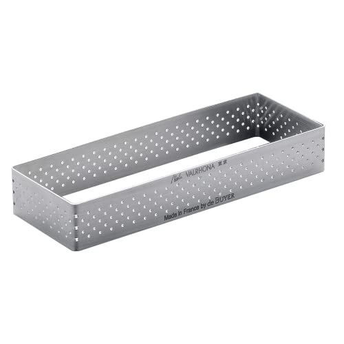 De Buyer Perforated Tart Ring, Rectangle, in Stainless Steel, 0.75-Inch high, 10" x 3" - Image 1