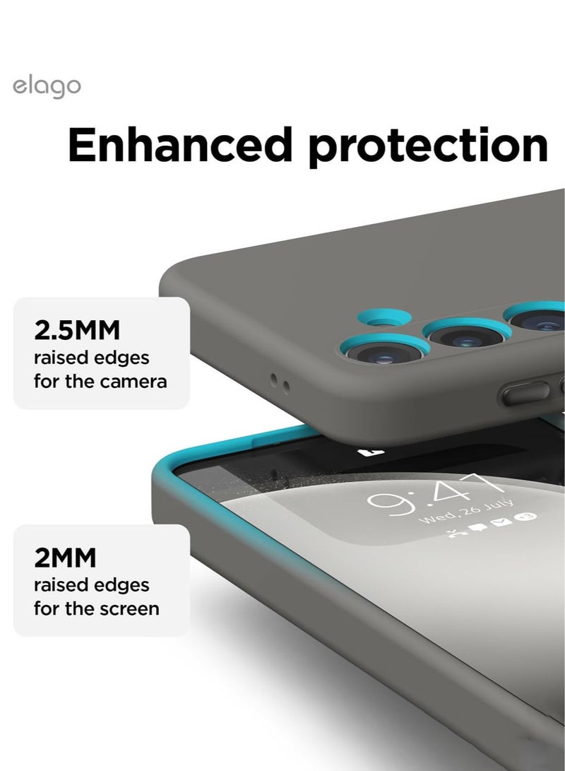 elago Liquid Silicone for Samsung Galaxy S24 case cover Full Body Screen Camera Protective, Shockproof, Slim, Anti-Scratch Soft Microfiber Lining - Midnight Grey - Image 3