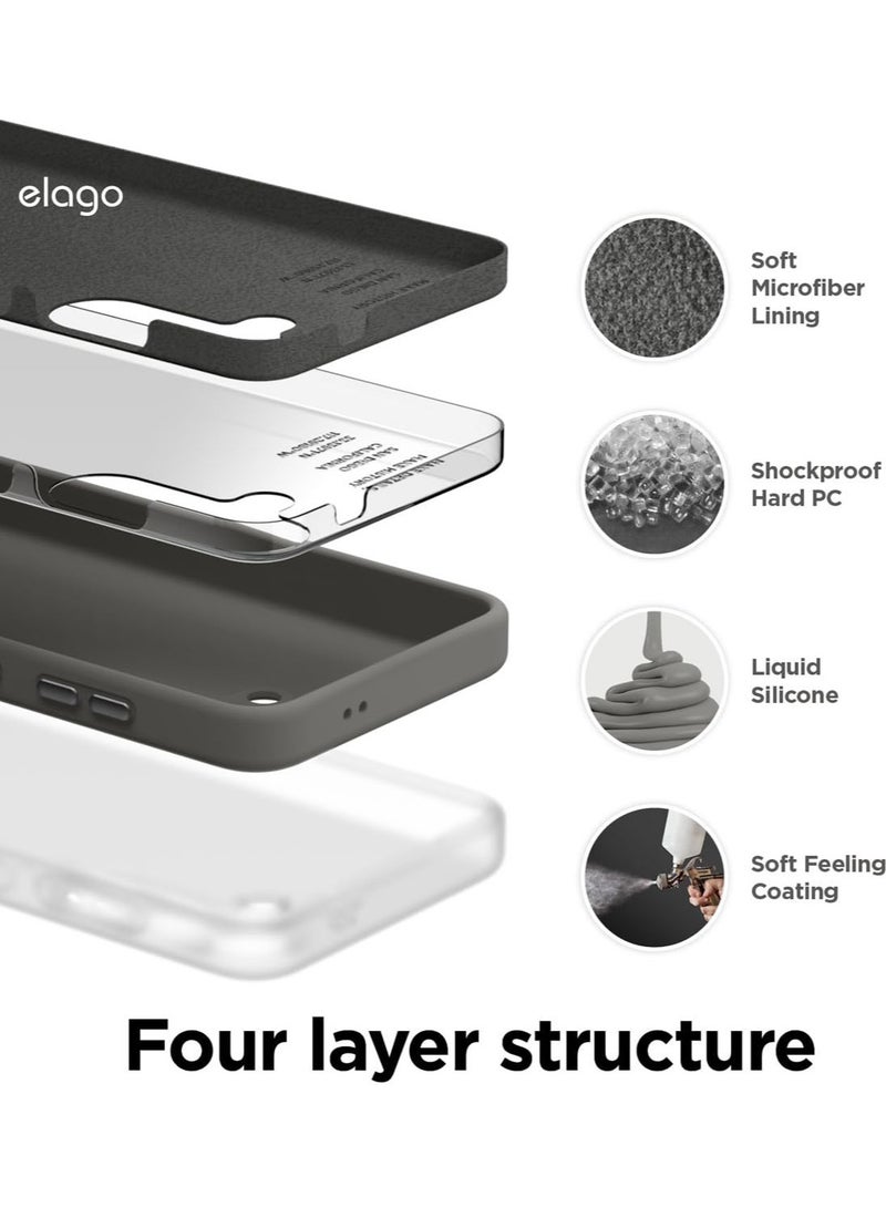 elago Liquid Silicone for Samsung Galaxy S24 case cover Full Body Screen Camera Protective, Shockproof, Slim, Anti-Scratch Soft Microfiber Lining - Midnight Grey - Image 4