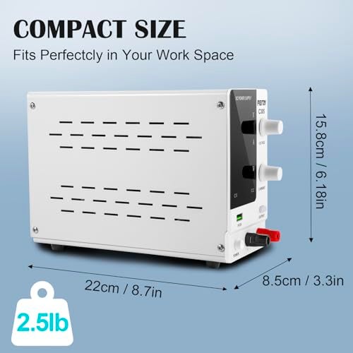FEITA DC Power Supply Variable, 30V 5A Adjustable High Precision Bench Lab Power Supplies with 4-Digits LED Display, Encoder Knob, Output Switch/OCP, USB Interface for Anodizing & Electroplating Kit - Image 2