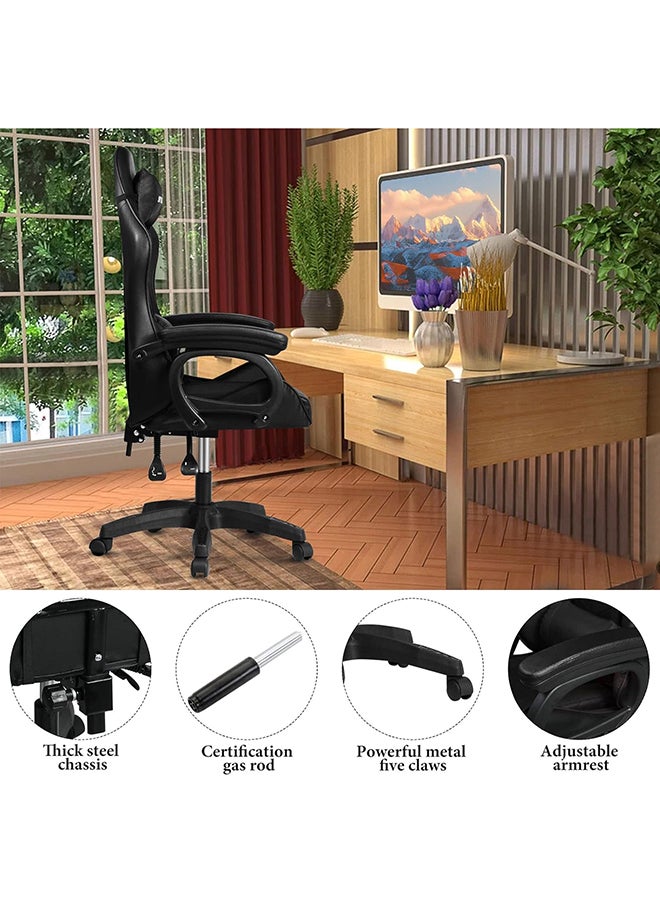 SKY-TOUCH - Gaming Chair，Adjustable Computer Chair Pc Office Pu Leather High Back, Ergonomic design Lumbar Support,Comfortable Armrest Headrest，Black - Image 1