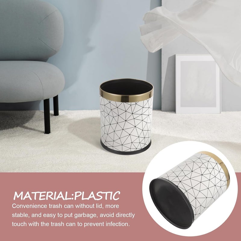 سلة قمامة عتيقة ورترو بتزيين بالأبيض والأسود ذات طبقتين، على شكل دائري بطراز أوروبي، مناسبة للحمامات وغرف الفنادق، وسعة كبيرة لاستخدام المنزل. - Image 4