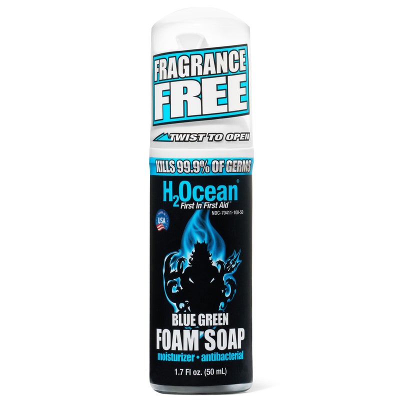 H2Ocean Blue Green Foam Soap - Tattoo Foam Antibacterial Soap for Tattoo Aftercare - Tattoo Care with Aloe Vera - Travel-Size Tattoo Moisturizer Soap - 1.7 oz - Image 1