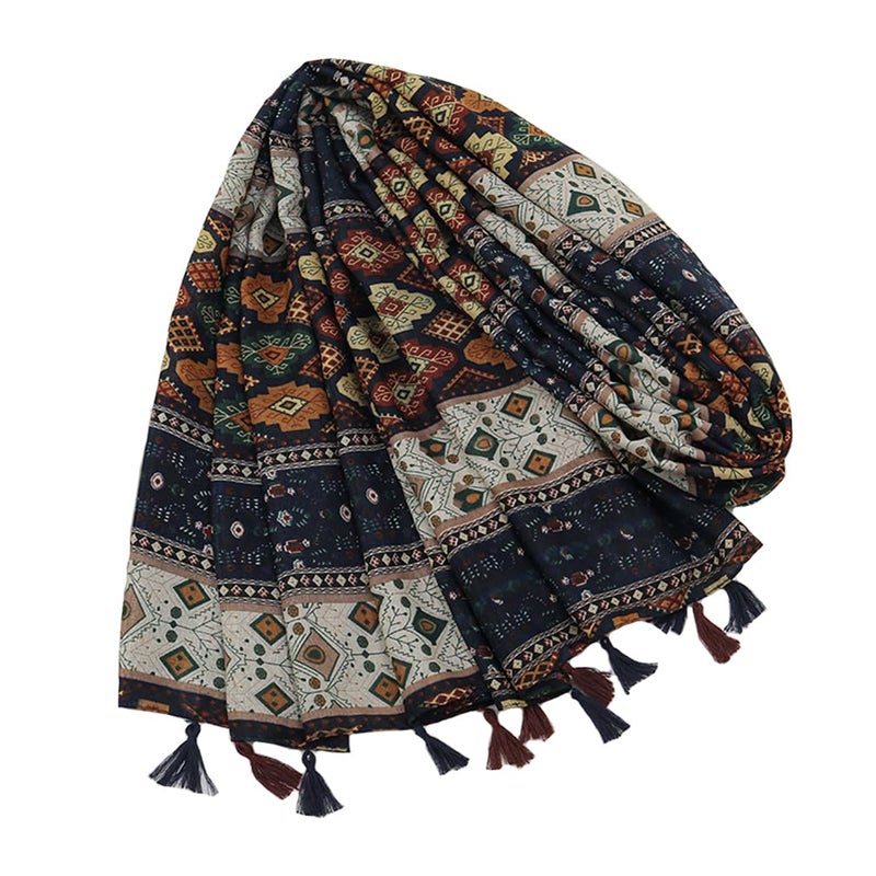 Yeieeo Boho Scarf for Women Lightweight Floral Printed Scarf Fall Winter Fashion Fringed Shawl 35.4 x 70.8 Inches - Image 2