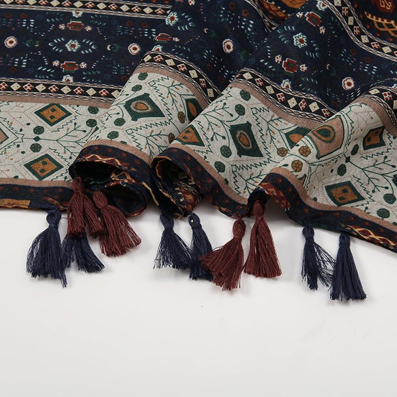 Yeieeo Boho Scarf for Women Lightweight Floral Printed Scarf Fall Winter Fashion Fringed Shawl 35.4 x 70.8 Inches - Image 5