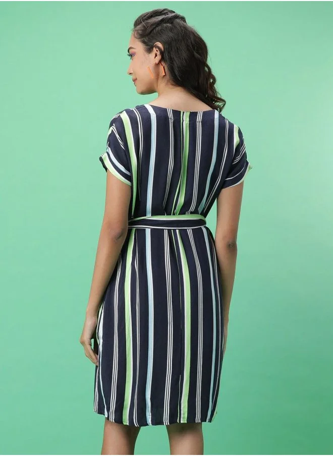 Freehand Women Straight Fit Casual Striped Dress