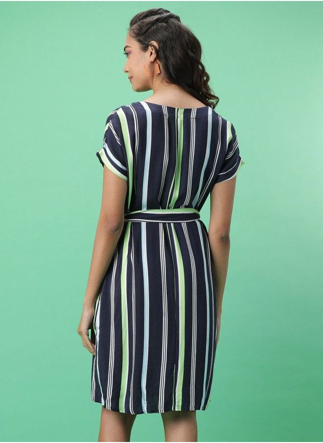 Freehand Women Straight Fit Casual Striped Dress  - Image 2