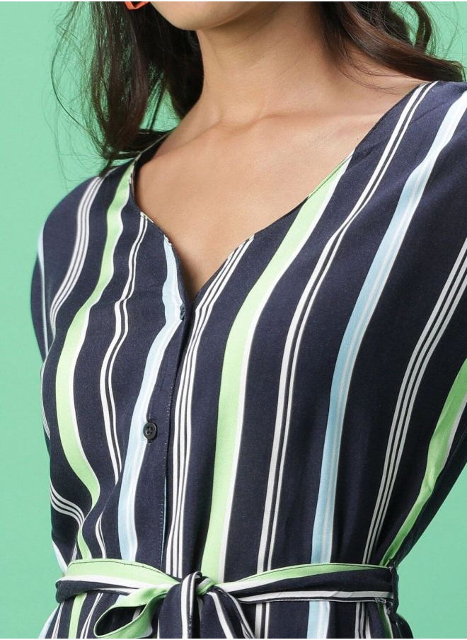Freehand Women Straight Fit Casual Striped Dress  - Image 4