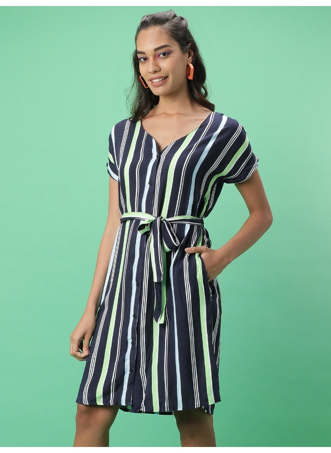 Striped Button-Down Dress