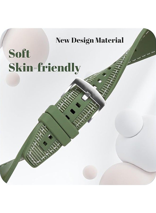 Ocean Watch Band Compatible with Huawei Watch GT4 2023 46mm/GT3/GT3 Pro/GT2/GT 46mm/GT2e/GT Runner/Huawei Watch 3/3 Pro Stap, 22mm Nylon Braided Silicone Composite WatchStrap, Green  - Image 3