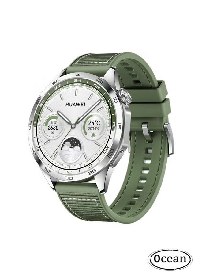 Ocean Watch Band Compatible with Huawei Watch GT4 2023 46mm/GT3/GT3 Pro/GT2/GT 46mm/GT2e/GT Runner/Huawei Watch 3/3 Pro Stap, 22mm Nylon Braided Silicone Composite WatchStrap, Green  - Image 1