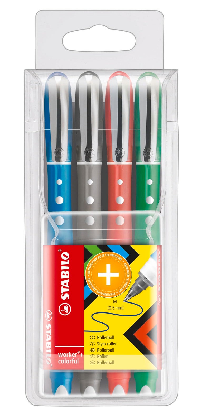 Stabilo Worker Colorful Rollerball Pen 4/Pk - Image 1