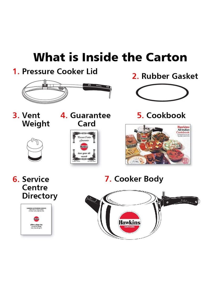 Hawkins Hawkins Contura Aluminium Inner Lid Pressure Cooker 5 Litre Silver  - Image 2