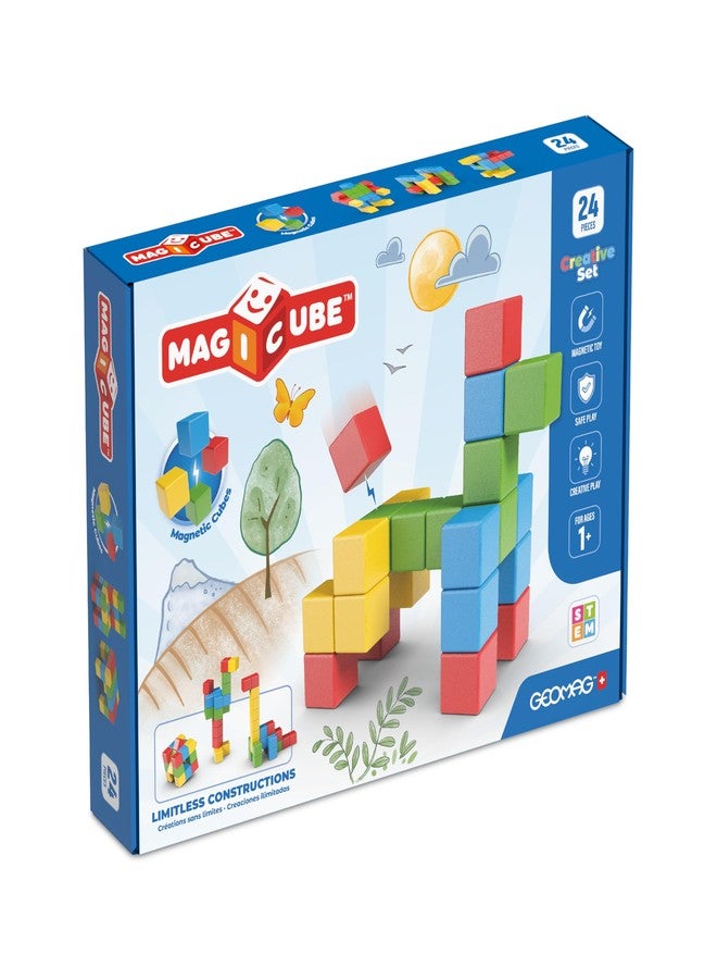 Geomag Magicube Magnetic Blocks for Toddlers Ages 1-5 | Swiss-Made STEM Building Toy Sets | Multiple (MAGICUBE_24PCS_Montessori) - Image 1