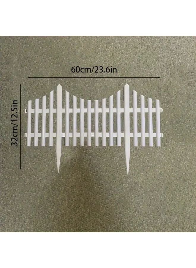 8PCS White Plastic Garden Fence Panels 12.5 Inch Height Easy Install Lawn Edging - Image 2
