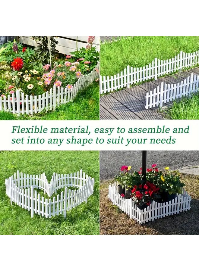 8PCS White Plastic Garden Fence Panels 12.5 Inch Height Easy Install Lawn Edging - Image 4