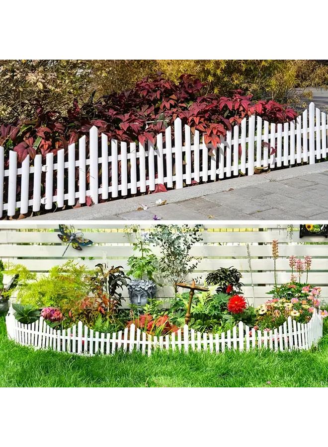 8PCS White Plastic Garden Fence Panels 12.5 Inch Height Easy Install Lawn Edging - Image 5