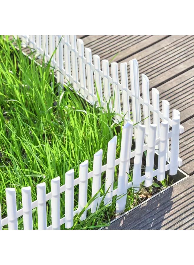 8PCS White Plastic Garden Fence Panels 12.5 Inch Height Easy Install Lawn Edging - Image 3