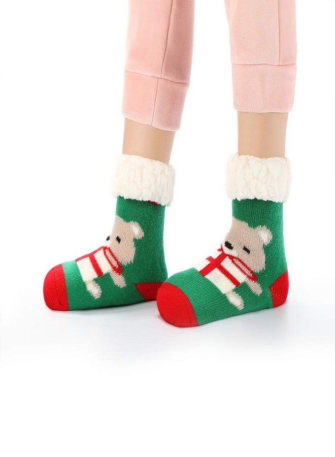 Cottock 3 Pairs Baby Girls Boys Slipper Socks Toddler Fuzzy Socks Boy Girl Cozy Socks Christmas Socks (3 Pairs Xmas, Age 4-6 Years) - Image 4