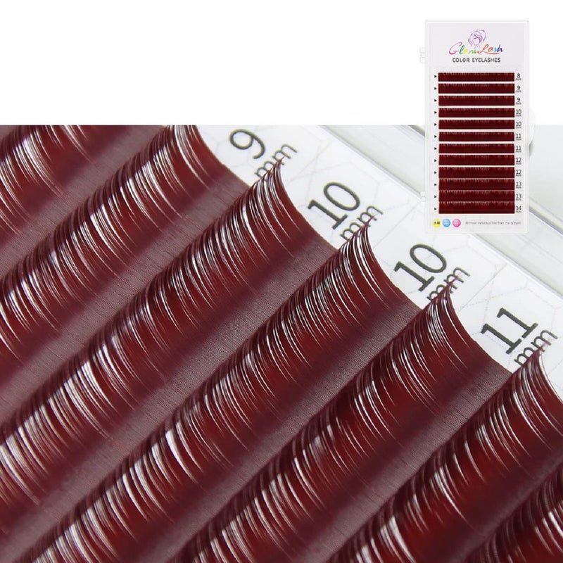 YABINA Colored Lash Extensions D Curl 0.07 Lavender Purple Coffee Cinnamon Different Color Lashes Extension Pop Hot Colorful Classic Single Individual Eyelash Extensions (Wine Red) - Image 2