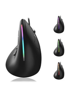 SYOSI Vertical Wired Mouse, Ergonomic Gaming Mouse with 9 Programmable Buttons and RGB Lights, 12800 Max Adjustable DPI for Gamer