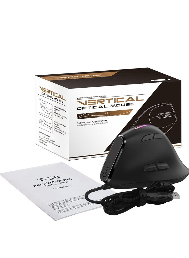 Y&D - SYOSI Vertical Wired Mouse, Ergonomic Gaming Mouse with 9 Programmable Buttons and RGB Lights, 12800 Max Adjustable DPI for Gamer - Image 1