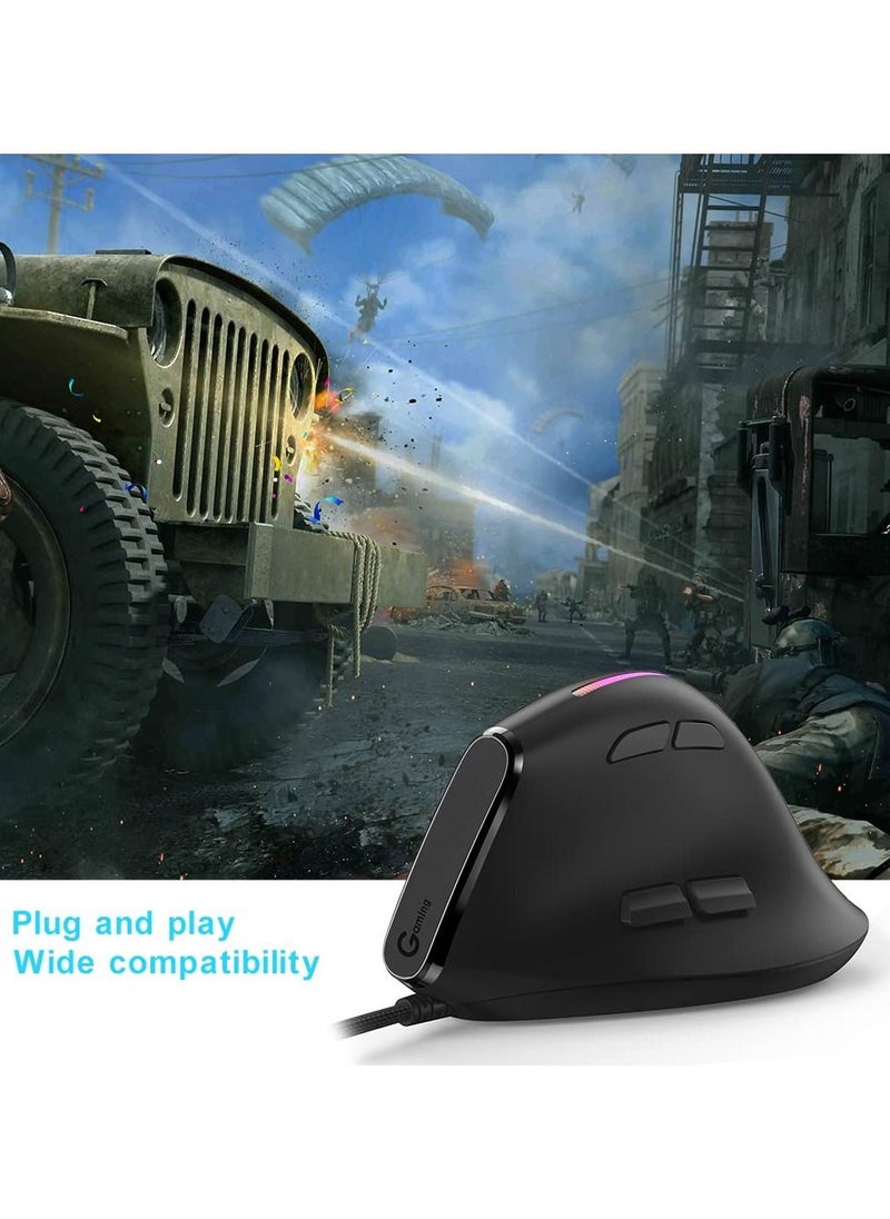 Y&D - SYOSI Vertical Wired Mouse, Ergonomic Gaming Mouse with 9 Programmable Buttons and RGB Lights, 12800 Max Adjustable DPI for Gamer - Image 1