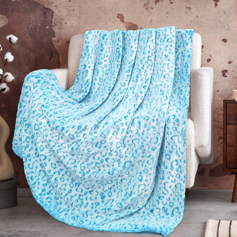 ZHIKU Cozy Fleece Blanket Soft Light Blue Throw Blanket Lightweight Flannel Throw Blanket 5060
