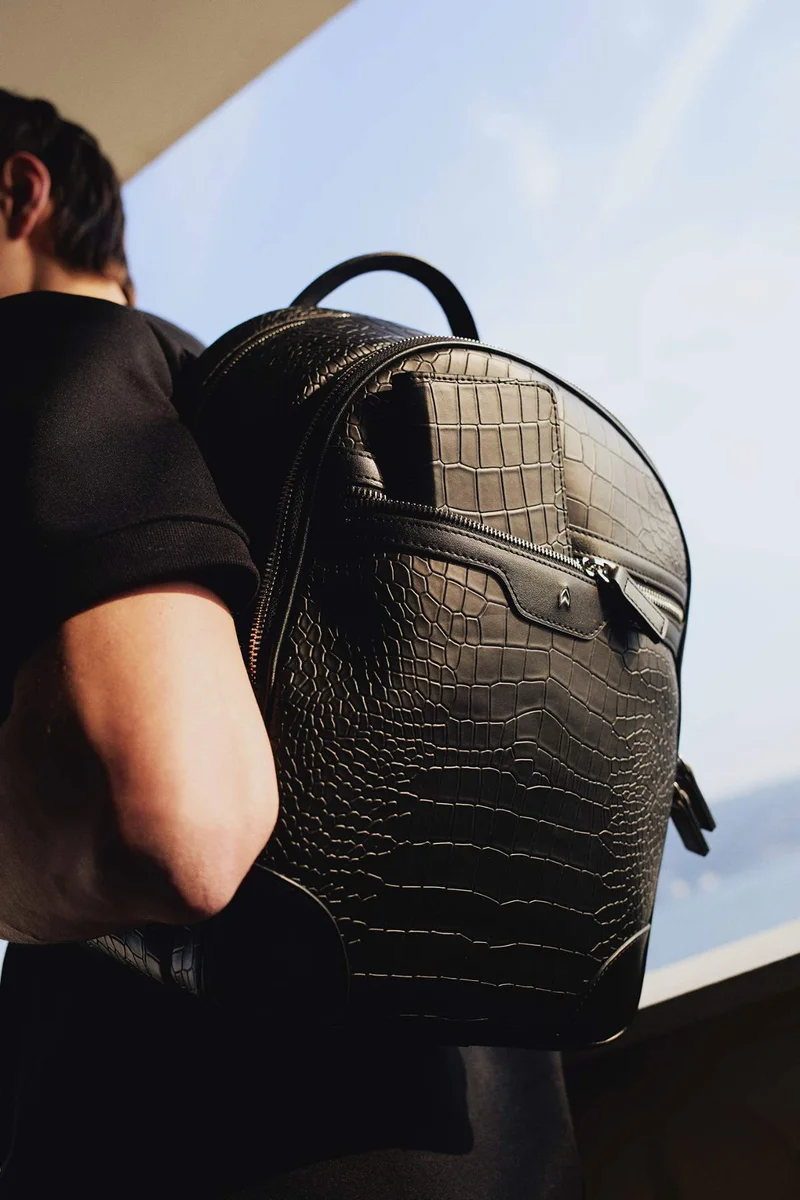 ديفاكتو AtolyeWolf x DeFacto Man Crocodile Patterned Faux Leather Backpack