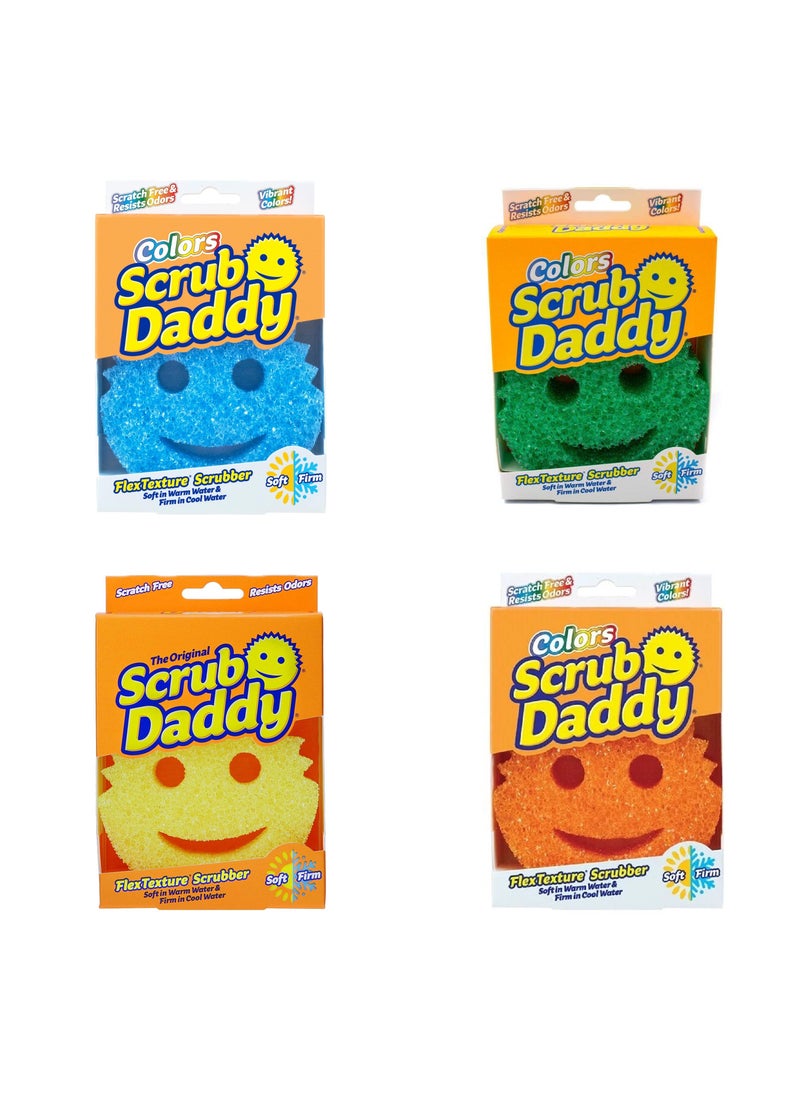 Scrub Daddy Scrub Daddy Flextexture All Purpose Scrubber, Scratch Free, Resist Odors, Resist Stains, Soft in Warn & Firm in Cold Water, Assorted, 8 Count  - Image 1