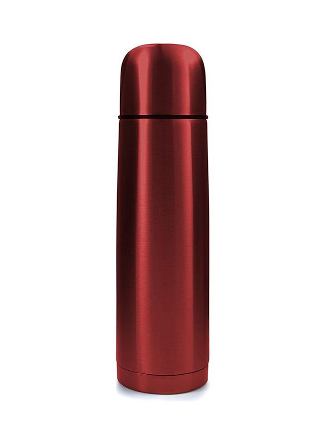 Ikea Stainless Steel Vacuum Insulated Flask Thermos Construction with Cup Cap and Pourable Stopper  16.9 Ounces Red