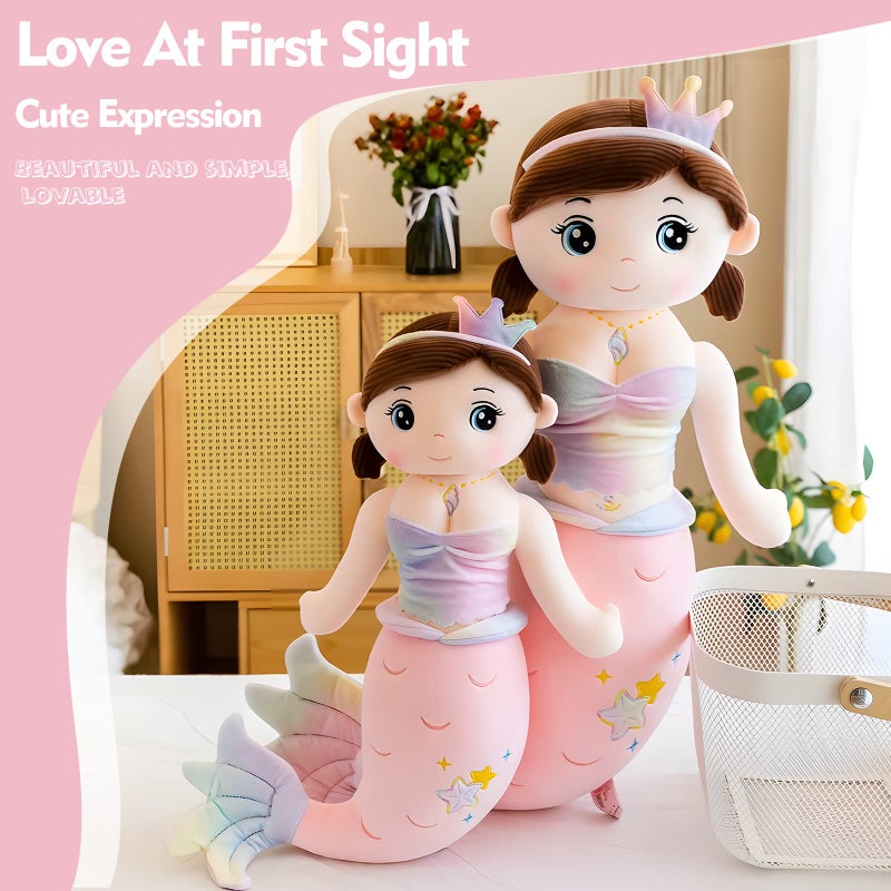 NXNYNZ Mermaid Stuffed Animal Plush, 49.2in Cute Soft Pink Hugging Mermaid Plushies Pillow Toys Kawaii Birthday Gift for for Adults Kids Boys Girls - Image 2