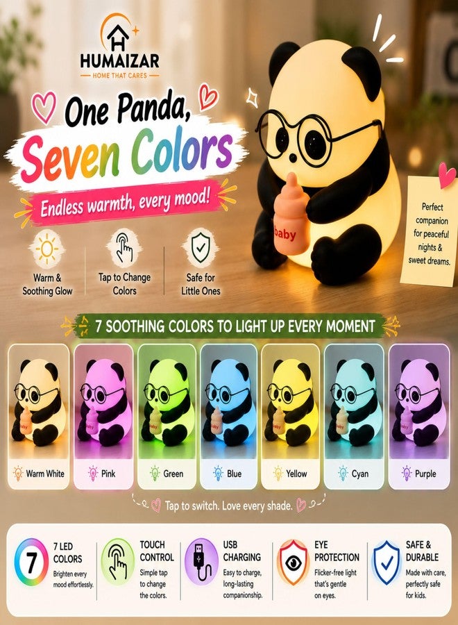 HUMAIZAR Baby Panda Night Lamp, Rechargeable 7-Colour Touch Light - Image 4